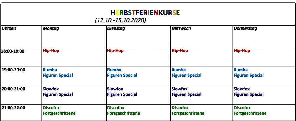 Herbstferien Workshops 2020