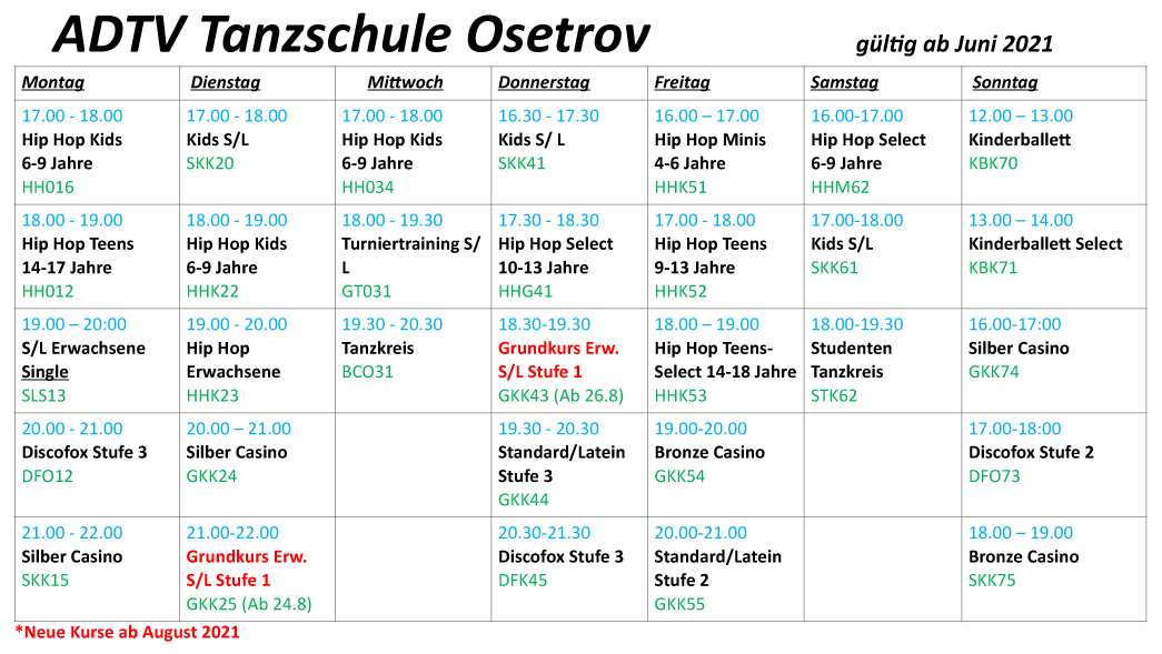 Stundenplan Juni